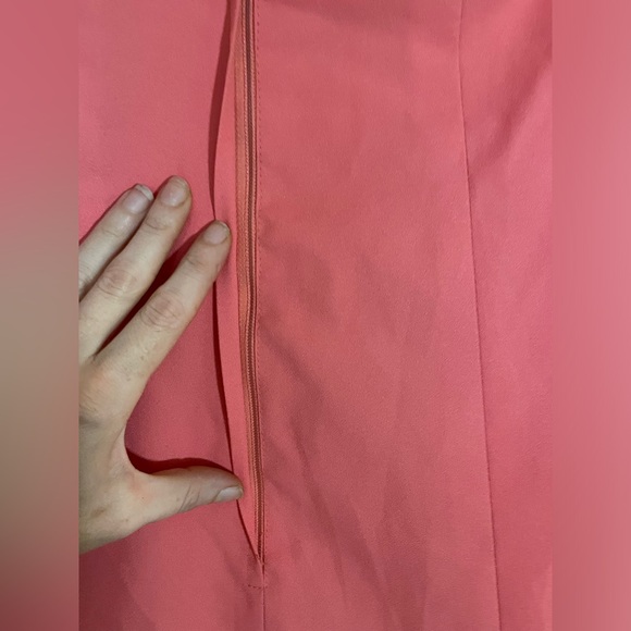 Custom-made Bright Coral Dress Puffy Sleeves Back Zipper 🪸 - Picture 8 of 8